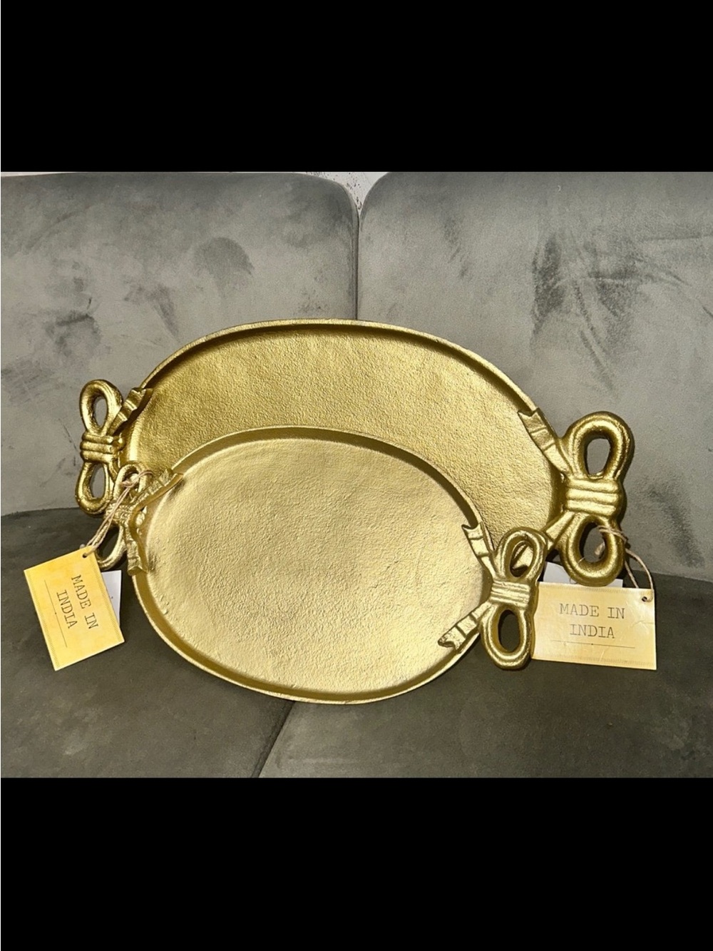 TikTok viral Gold Decorative Metal Bow Serving Tray set - Made in India